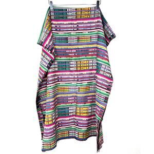 Guatemalan Ikat Woven Textile Approx. 2 yards Multicolored Striped Fabric Latin